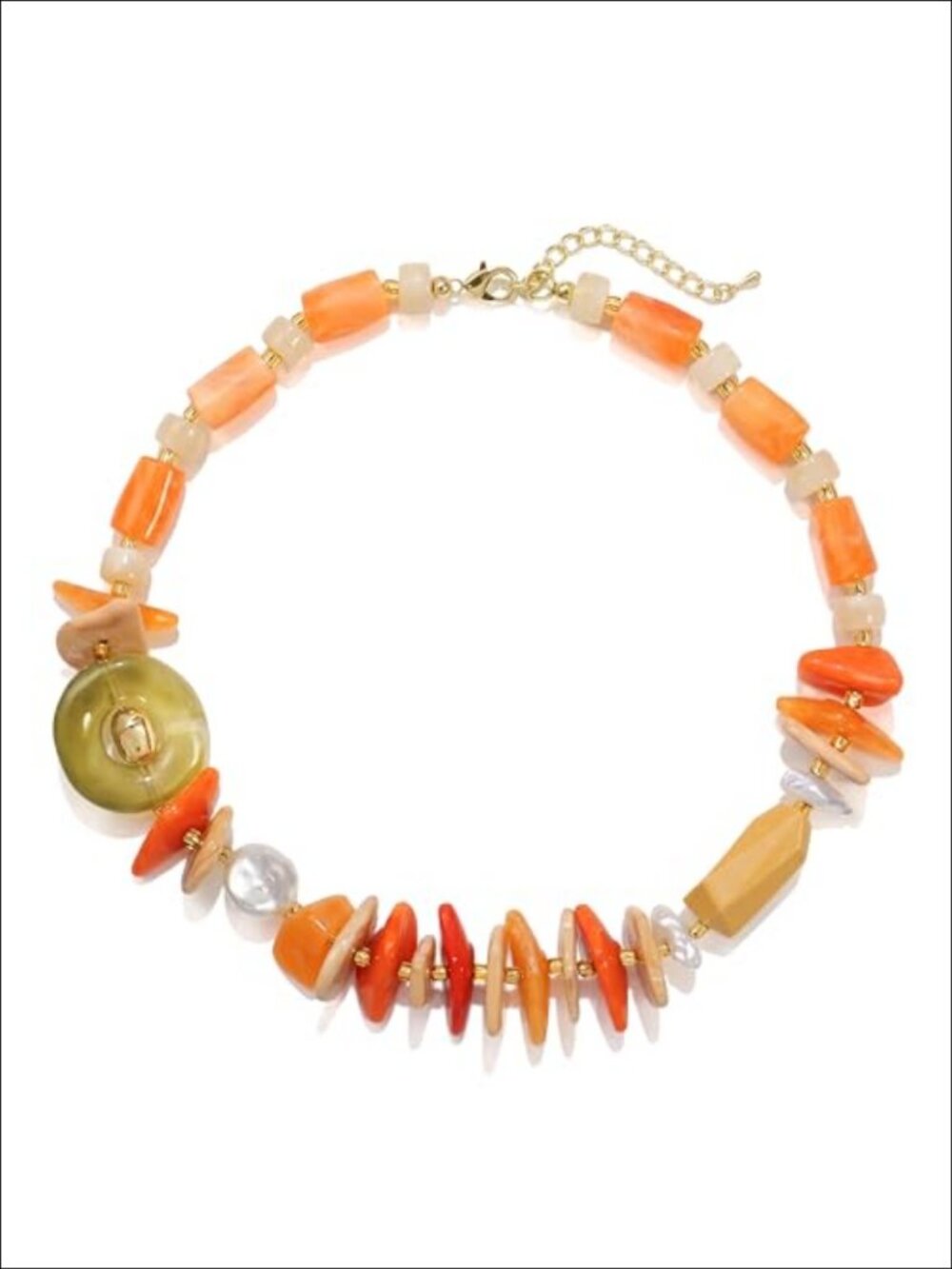 Irregular Chip Beaded Necklace Acrylic Copper Boho Fashion Jewelry
